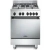 DeLonghi De Longhi GEMMA 66 M2 ED Linea Gemma Cucina A Gas Libera Installazione Forno Elettrico 4 Fuochi Griglie In Ghisa Classe Energetica A Bruciatore Tripla Corona 3D Vent Pizza Stone 9 Funzioni 60 Cm Accia