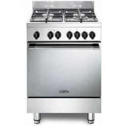 DeLonghi De Longhi GEMMA 66 M2 ED Linea Gemma Cucina A Gas Libera Installazione Forno Elettrico 4 Fuochi Griglie In Ghisa Classe Energetica A Bruciatore Tripla Corona 3D Vent Pizza Stone 9 Funzioni 60 Cm Accia