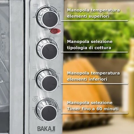 Forno Fornetto Elettrico Ventilato 55 Lt 2200 W Luce Doppia Porta Girarrosto 6 Forno Fornetto Elettrico Ventilato 55 Lt 2200 W Luce Doppia Porta Girarrosto - immagine 4