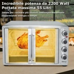 Forno Fornetto Elettrico Ventilato 55 Lt 2200 W Luce Doppia Porta Girarrosto 11 Forno Fornetto Elettrico Ventilato 55 Lt 2200 W Luce Doppia Porta Girarrosto -Elettrodomestici Negozio 15920728 5