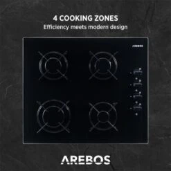 AREBOS Piano Cottura A Gas Due Fuochi Vetroceramica Include Griglie E Fiamma Pilota 9 AREBOS Piano Cottura A Gas Due Fuochi Vetroceramica Include Griglie E Fiamma Pilota -Elettrodomestici Negozio 26705764 3