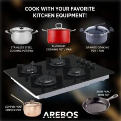 AREBOS Piano Cottura A Gas Due Fuochi Vetroceramica Include Griglie E Fiamma Pilota 10 AREBOS Piano Cottura A Gas Due Fuochi Vetroceramica Include Griglie E Fiamma Pilota -Elettrodomestici Negozio 26705764 4