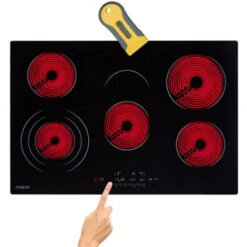 AREBOS Fornello In Vetroceramica Piastre Autosufficiente 8600 W 5 Fuochi