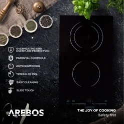 AREBOS Fornello In Vetroceramica Piastre Autosufficiente 3000 W 2 Fuochi -Elettrodomestici Negozio 30101981 3