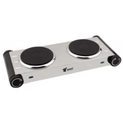 Fornello Elettrico 2 Fuochi Inox 50x29 Cm