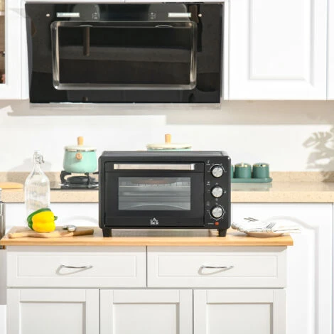 HOMCOM Fornetto Elettrico 21L Timer E Temperatura Regolabile, 3 Modalità Di Cottura E Accessori Inclusi, 46.4x38x28.5cm - Nero 4 HOMCOM Fornetto Elettrico 21L Timer E Temperatura Regolabile, 3 Modalità Di Cottura E Accessori Inclusi, 46.4x38x28.5cm - Nero - immagine 2