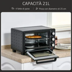 HOMCOM Fornetto Elettrico 21L Timer E Temperatura Regolabile, 3 Modalità Di Cottura E Accessori Inclusi, 46.4x38x28.5cm - Nero 10 HOMCOM Fornetto Elettrico 21L Timer E Temperatura Regolabile, 3 Modalità Di Cottura E Accessori Inclusi, 46.4x38x28.5cm - Nero -Elettrodomestici Negozio 42725654 4