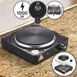 Nova Fornello Elettrico Piastra Da Viaggio Campeggio Portatile Ghisa 5 Lvl Di Potenza Colore : Nero -Elettrodomestici Negozio 53989546 3