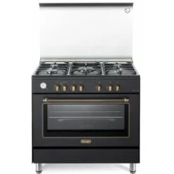 DeLonghi De Longhi PEMA 965 C ED Linea Country Cucina A Gas Libera Installazione Forno Elettrico 5 Fuochi Griglie In Ghisa Classe Energetica A Bruciatore Tripla Corona Coperchio In Cristallo 6 Funzioni 90 Cm A