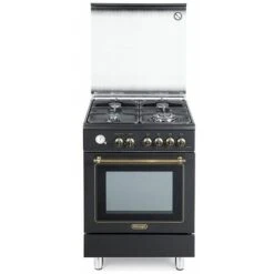 DeLonghi De Longhi PEMA 664 C ED Linea Country Cucina A Gas Libera Installazione Forno Elettrico 4 Fuochi Griglie In Ghisa Classe Energetica A Bruciatore Tripla Corona Coperchio In Cristallo Programmatore Anal
