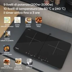 CIARRA Piastra Ad Induzione Portatile Con Doppia Zona Cottura E Controllo Touch - Nero 3500W -Elettrodomestici Negozio 64996419 3