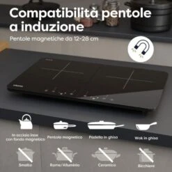 CIARRA Piastra Ad Induzione Portatile Con Doppia Zona Cottura E Controllo Touch - Nero 3500W -Elettrodomestici Negozio 64996419 4