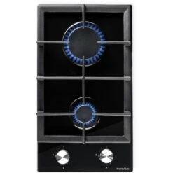 PremierTech PC302G Piano Cottura A Gas Domino 2 Fuochi 30cm Vetro Nero