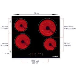 PT-PC4C PremierTech Piano Cottura 4 Fuochi Vetroceramica 60cm Elettrico Da Incasso Display Led Touch Control Vetro Front Smussato -Elettrodomestici Negozio 77553662 3