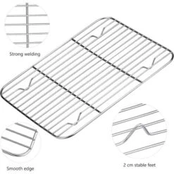 MINKUROW Teglia Da Forno + Griglia Di Raffreddamento, 26,5 X 20 X 2,5 Cm Teglia Da Forno Universale In Acciaio Inossidabile Teglia Da Forno Rettangolare -Elettrodomestici Negozio 88623723 4