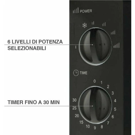 Forno Fornetto Microonde Elettrico 20Lt 700W 6 Livelli Di Potenza Timer Nero 5 Forno Fornetto Microonde Elettrico 20Lt 700W 6 Livelli Di Potenza Timer Nero - immagine 3